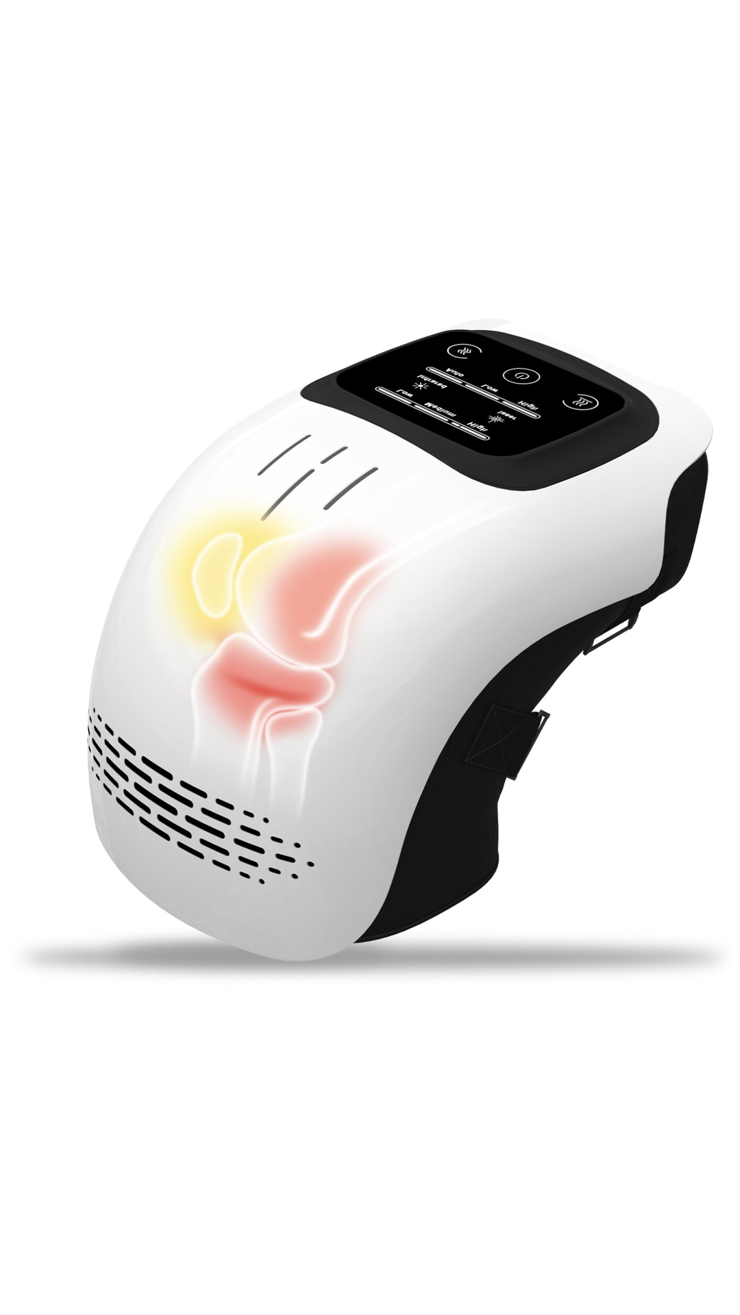 Soulagement intelligent des douleurs du genou par chaleur ciblée, lumière rouge et vibrations profondes